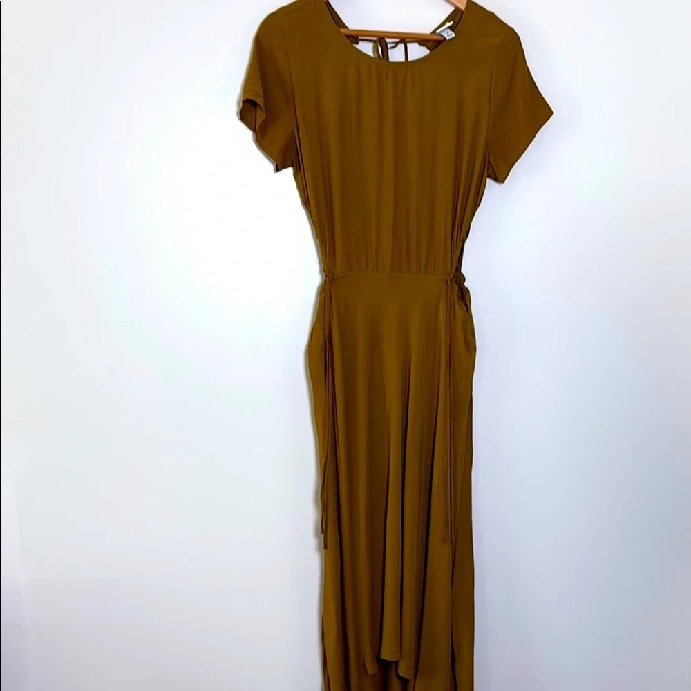 A New Day Brown Midi Dress Lightweight Cutout asymmetrical Hem‎ Tie Back Size M - Picture 15 of 15